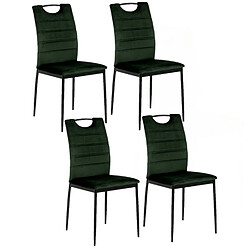 Toilinux Lot de 4 Chaises de salle à manger effet velours et métal - Vert Toilinux - Lot de 4 Chaises de salle à manger effet velours et métal - Vert - Moderne