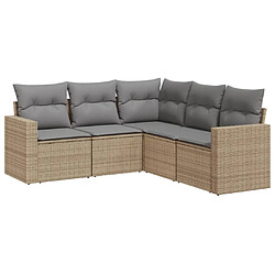 vidaXL Salon de jardin avec coussins 5 pcs beige résine tressée