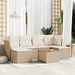 vidaXL Salon de jardin avec coussins 7 pcs beige résine tressée 