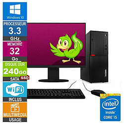 Lenovo M710T i5-6400 3.30GHz 32Go/240Go SSD Wifi W10 + Ecran 24 · Reconditionné 