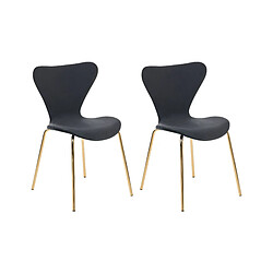 Beliani Chaise de salle à manger Set de 2 Velours Noir BOONVILLE 