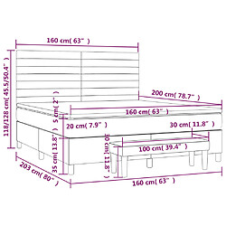 vidaXL Sommier à lattes de lit avec matelas Rose 160x200 cm Velours pas cher