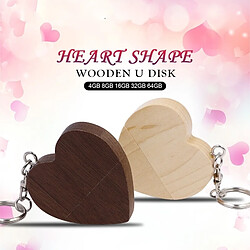 Acheter Wewoo Clé USB Couple de disques MicroDrive 16 Go USB 2.0 en bois forme de coeur U de noyer