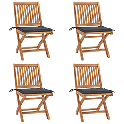 vidaXL Chaises pliables de jardin avec coussins lot de 4 Teck solide