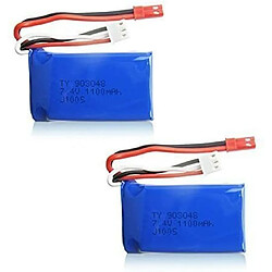 Batteries Lipo Rechargeables 7.4V 1100mAh 2 Pièces | Compatible avec Wltoys A949 A959 A969 A979 V912 | Pour drone RC et voiture RC 