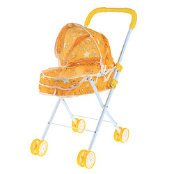 Mini-poussette pliable de poussette de chariot de poussette de bébé semblant de jouer des jouets jaunes