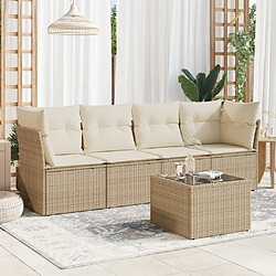 vidaXL Salon de jardin avec coussins 5 pcs beige résine tressée