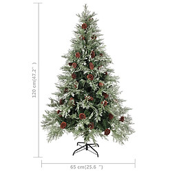 vidaXL Sapin de Noël pré-éclairé pommes de pin vert blanc 120cm PVC PE pas cher