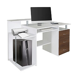 Table d'ordinateur / Bureau WORKSPACE H IV 137 x 60 cm avec caisson blanc / noyer hjh OFFICE