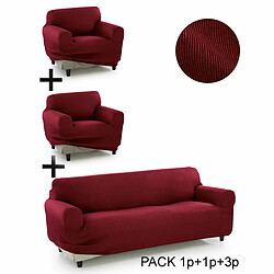 Housse de canapé Sofakover Pocket Trio Romeo 3 Unités - Bordeaux