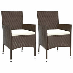 Avis vidaXL Ensemble de bistro de jardin 3 pcs coussins marron poly rotin