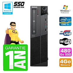 PC Lenovo M91p SFF Intel I3-2120 4Go Disque 480Go SSD Graveur Wifi W7 · Occasion 