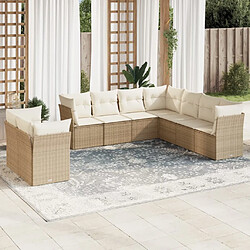 vidaXL Salon de jardin avec coussins 9 pcs beige résine tressée 