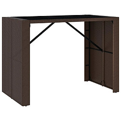 vidaXL Table de bar et dessus en verre marron 145x80x110 cm poly rotin