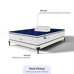 Avis Morphea France Pack Victory - Matelas Hybride Luxe VICTORIA 140x200x30cm, oreillers MEMORY de forme 30x50cm - Morphea