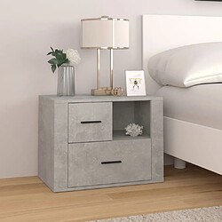 Maison Chic Table de chevet,Table de Nuit,Meuble de Rangement Gris béton 60x36x45 cm Bois d'ingénierie