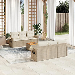 Maison Chic Salon de jardin avec coussins 7 pcs, Ensemble Tables et chaises de jardin, beige résine tressée -GKD499303