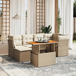 vidaXL Salon de jardin avec coussins 7 pcs beige résine tressée 