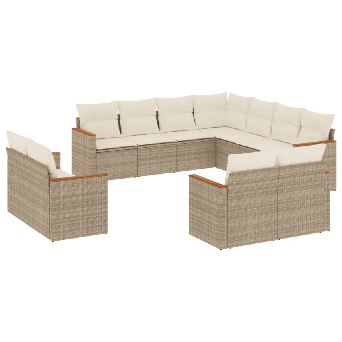 Maison Chic Salon de jardin 11 pcs avec coussins, Ensemble Tables et chaises d'extérieur beige résine tressée -GKD713224