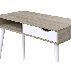 Pegane Bureau en mélamine coloris effet chêne / blanc - Longueur 100 x profondeur 50 x Hauteur 75 cm pas cher