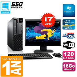 PC Lenovo M92p SFF Ecran 19" Core I7-2600 16Go Disque 120Go SSD Wifi W7 · Occasion 