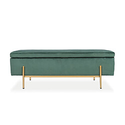 Banquette coffre Olivia Velours vert pieds or 