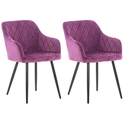 Decoshop26 Lot de 2 chaises de salle à manger style retro chic tissu violet et pieds en métal noir 10_0001562 