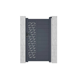 Vente-Unique Portillon battant aluminium semi plein à motifs L103 x H181 cm anthracite GREGOR