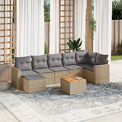 vidaXL Salon de jardin avec coussins 8pcs mélange beige résine tressée 