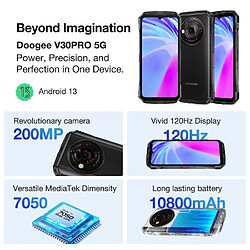 Acheter Téléphone Portable Incassable 5G DOOGEE V30PRO 6.58 pouces 32+512 Go, 10800mAh-33W Android 13,200MP-NFC - Noir