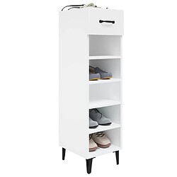 Avis vidaXL Armoire à chaussure Blanc brillant 30x35x105 cm Bois ingénierie