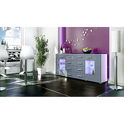 Avis Mpc Buffet Design Blanc Mat Et Gris Laqué Avec LED Bleu (hxlxp): 72 X 166 X 35