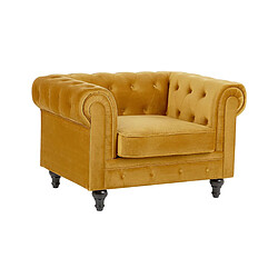 Beliani Fauteuil Velours Moutarde CHESTERFIELD