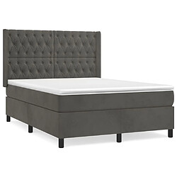 Maison Chic Lit Adulte - Lit simple Lit à sommier tapissier et matelas moelleux - Meuble de Chambre - Gris foncé 140x200cm Velours -MN51318