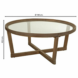 Avis Table Basse Alexandra House Living Marron Fer Bois d'épicéa Verre trempé 100 x 43 x 100 cm