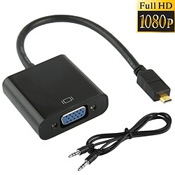 Wewoo Câble noir Full HD 1080P Micro HDMI mâle à VGA femelle adaptateur vidéo avec audio, longueur: 22cm