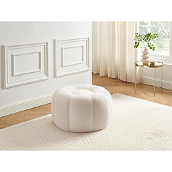 Vente-Unique Pouf design fleur en tissu bouclette blanc DELPODA