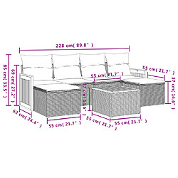 vidaXL Salon de jardin avec coussins 7 pcs beige résine tressée pas cher