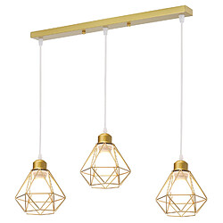 Stoex Plafonnier Rétro À 3 Lumières Or Suspension Lustre E27 Cage en Métal Suspension Luminaire Vintage D'Intérieur