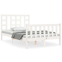 Maison Chic Cadre/structure de lit avec tête de lit pour adulte - Lit Moderne Chambre blanc petit double bois massif -MN70607