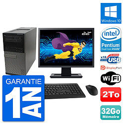 PC Tour Dell 990 Ecran 22" Intel G630 RAM 32Go Disque Dur 2To Windows 10 Wifi · Occasion 