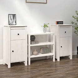 Maison Chic Ensemble de 2 Buffets,commode,console pour rangement Blanc 40x35x80 cm Bois massif de pin -MN63278