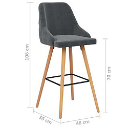 vidaXL Chaises de bar lot de 2 gris foncé velours pas cher