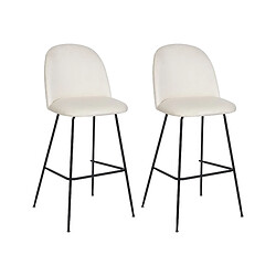 Beliani Tabouret de bar Set de 2 Velours Blanc cassé ARCOLA 