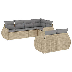 vidaXL Salon de jardin avec coussins 7 pcs beige résine tressée