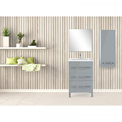 Dansmamaison Ensemble meuble sous vasque 3 tiroirs 60 cm Gris clair + colonne + miroir - LANA