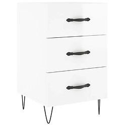 Maison Chic Table de chevet,Table de Nuit,Meuble de Rangement blanc brillant 40x40x66 cm bois d'ingénierie