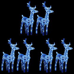 vidaXL Rennes de Noël 6 pcs 240 LED Bleu Acrylique 