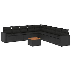 Maison Chic Salon de jardin 10 pcs avec coussins, Ensemble Tables et chaises d'extérieur noir résine tressée -GKD374472