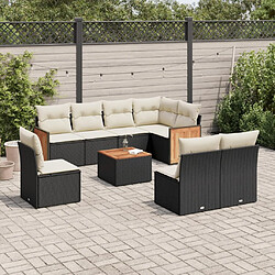 Maison Chic Salon de jardin 9 pcs avec coussins | Ensemble de Table et chaises | Mobilier d'Extérieur noir résine tressée -GKD11170